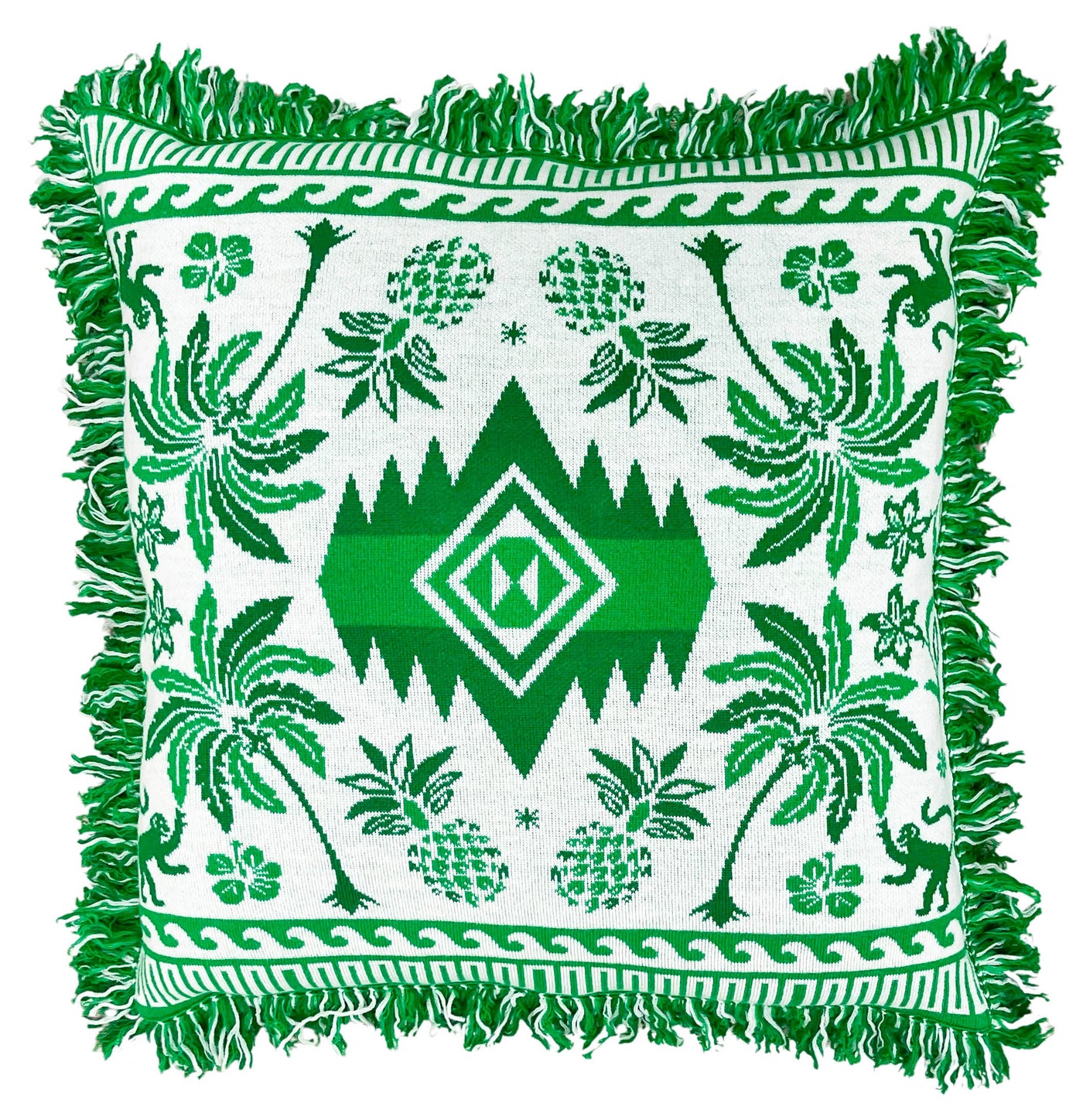 Alanui Explosion of Nature Pillow in White/Green - Discounts on Alanui at UAL