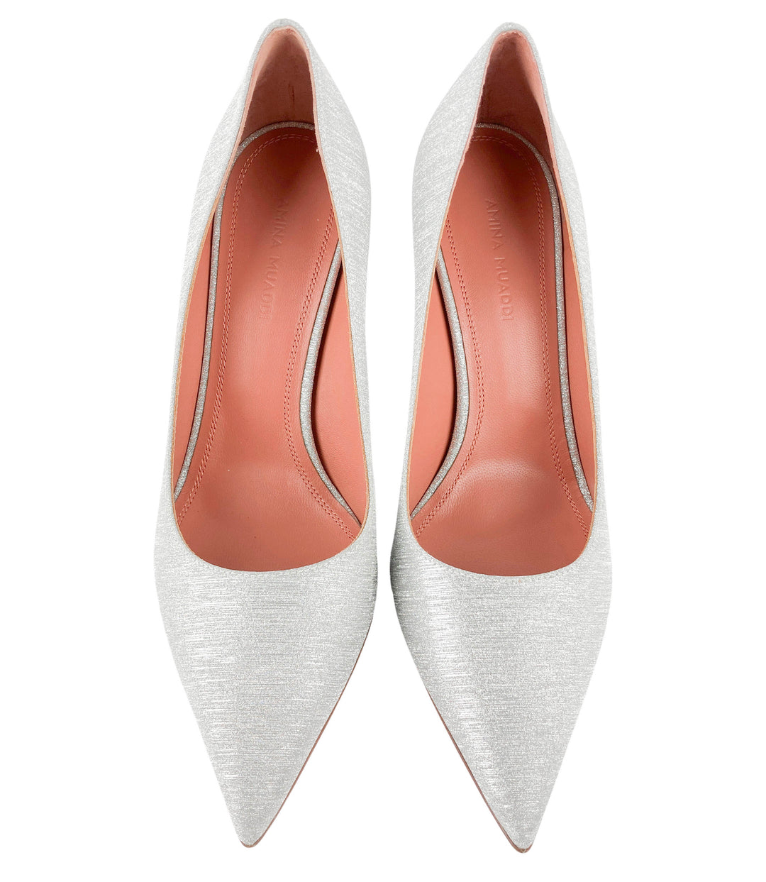Amina Muaddi Ami Pumps in Brushed Silver - Discounts on Amina Muaddi at UAL