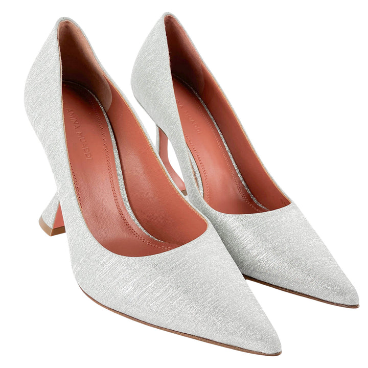 Amina Muaddi Ami Pumps in Brushed Silver - Discounts on Amina Muaddi at UAL