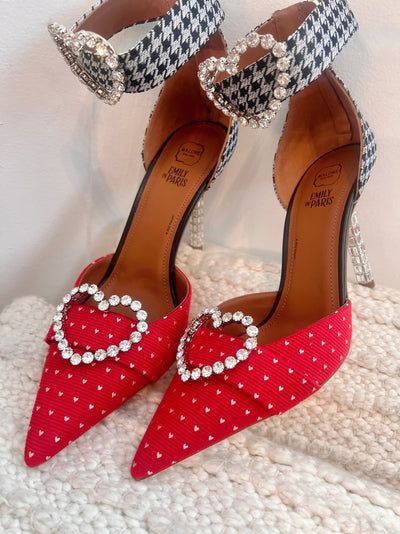 Malone Souliers Camille Pumps in Red and Black - Discounts on Malone Souliers at UAL