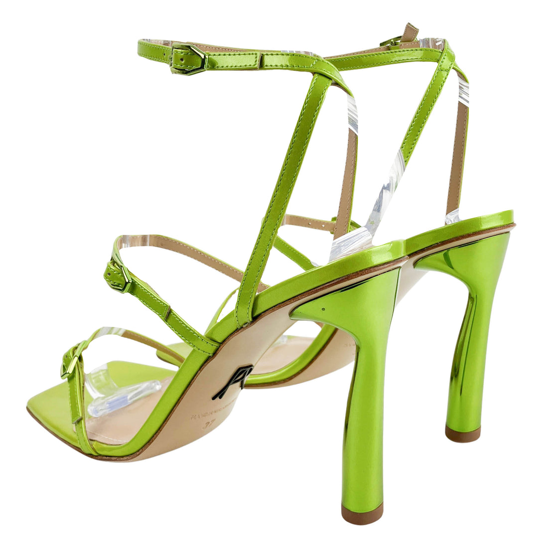 Paul Andrew Slinky Patent Leather Sandals in Acid Yellow - Discounts on Paul Andrew at UAL