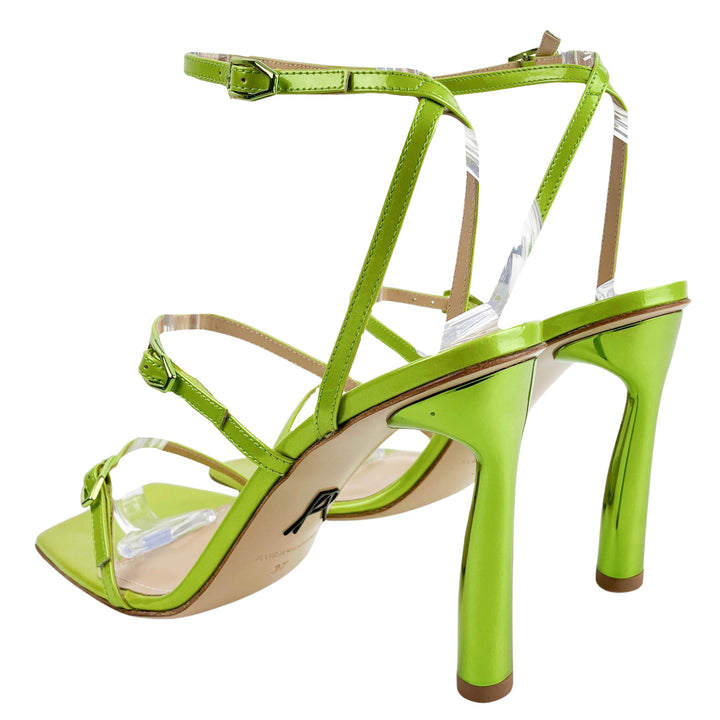 Paul Andrew Slinky Patent Leather Sandals in Acid Yellow - Discounts on Paul Andrew at UAL