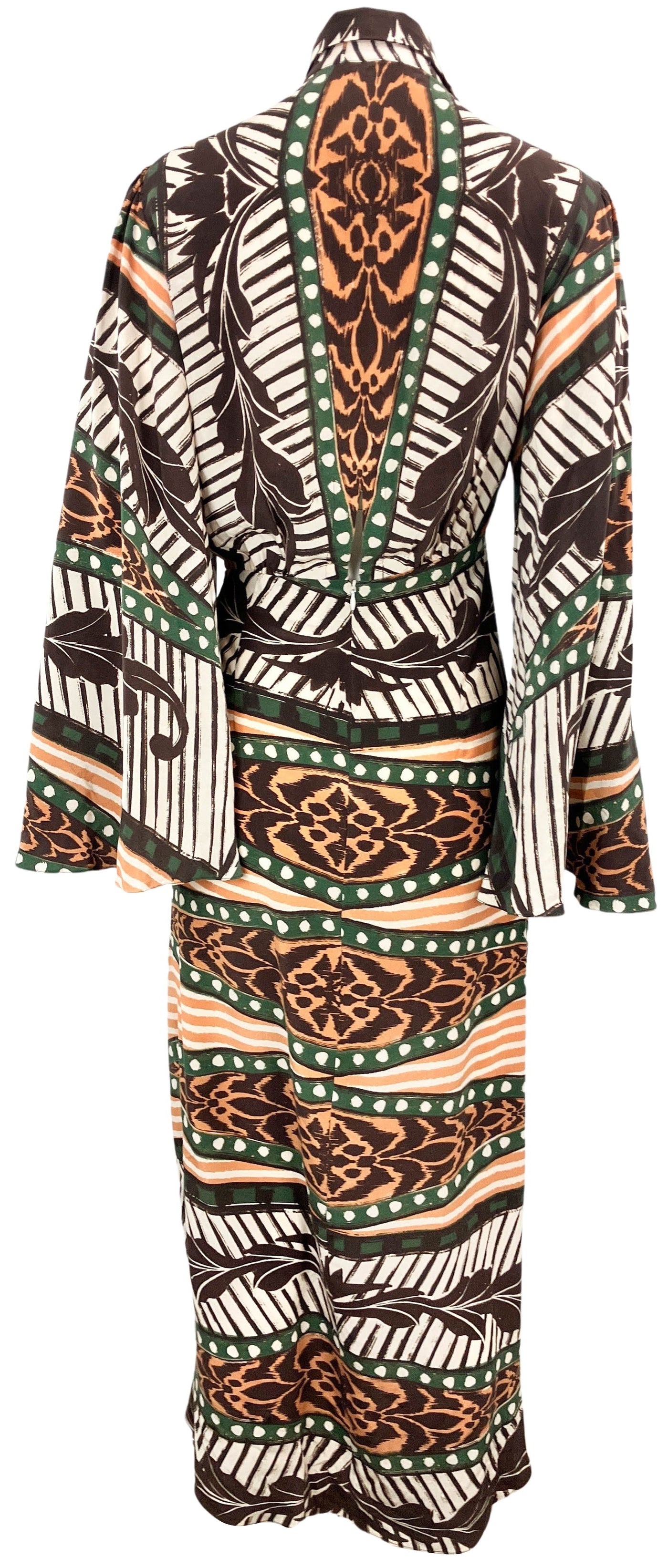 Johanna Ortiz Timbuktu Flow Midi Dress in Green/Brown - Discounts on Johanna Ortiz at UAL