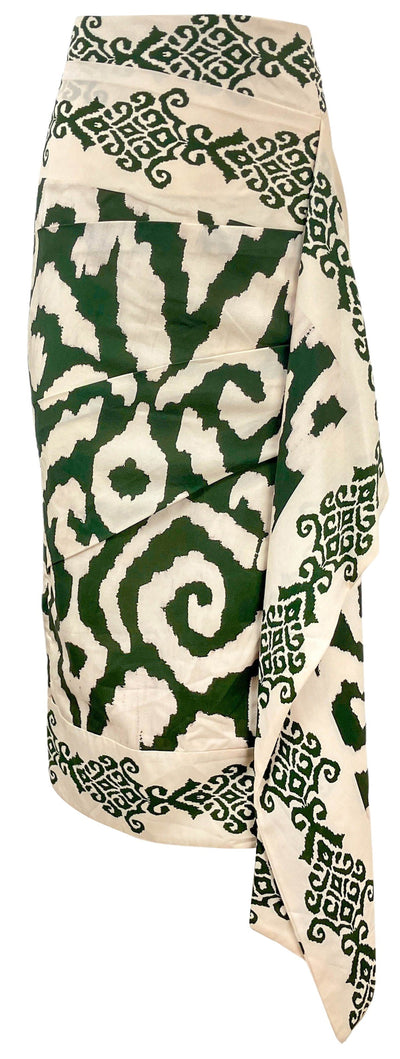 Joanna Ortiz Sea Gems of Kerala Midi Skirt in Emerald and Ecru - Discounts on Johanna Ortiz at UAL