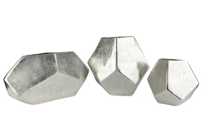 Tozai Home Set of 3 Diamond Shaped Vases in Silver - Discounts on Tozai Home at UAL