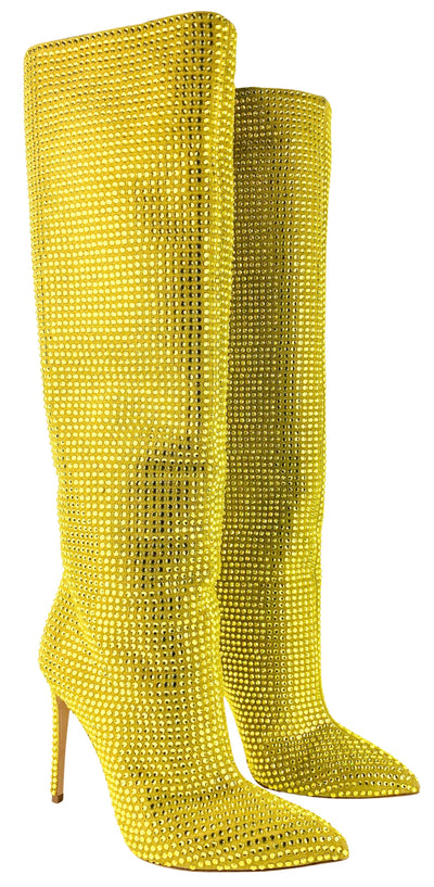 Paris Texas Holly Stiletto Boots in Citrine - Discounts on Paris Texas at UAL
