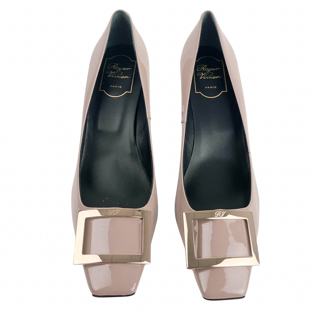 Roger Vivier Belle Vivier Trompette Leather Pumps in Cement