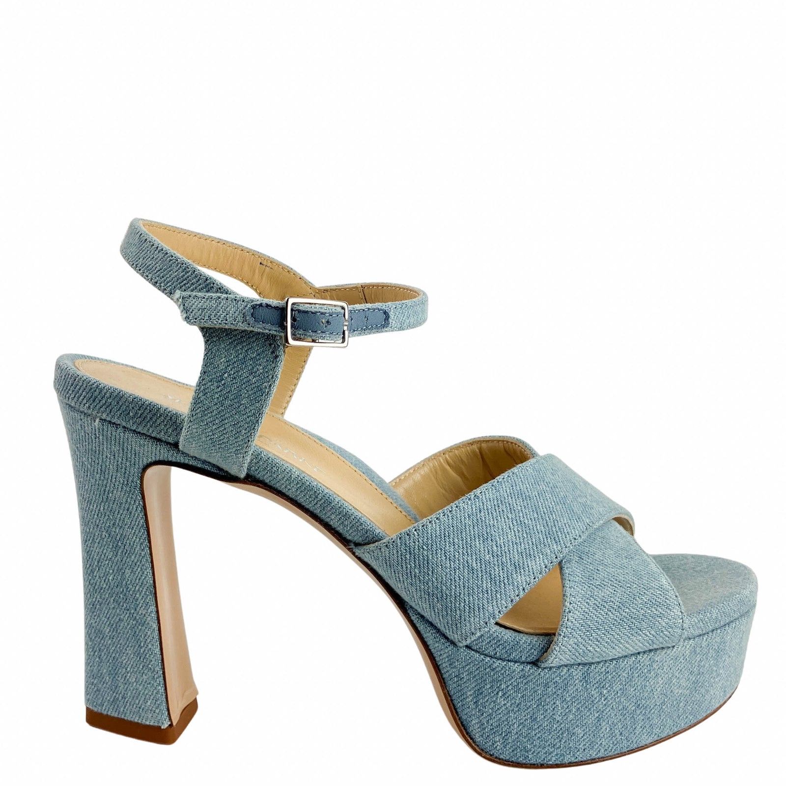Marion Parke Maren Platform Sandals in Light Denim - Discounts on Marion Parke at UAL