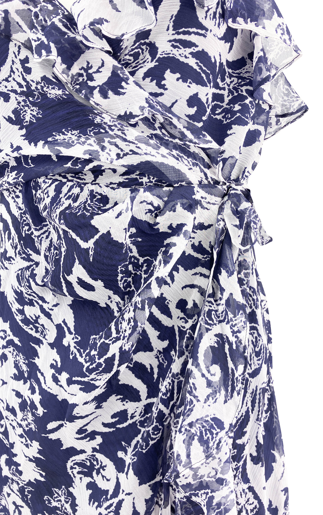 Prabal Gurung Ruffle Wrap Dress in Indigo/White - Discounts on Prabal Gurung at UAL