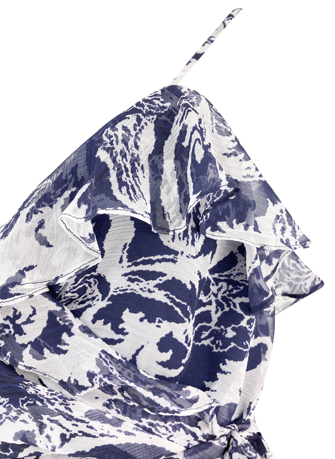 Prabal Gurung Ruffle Wrap Dress in Indigo/White - Discounts on Prabal Gurung at UAL