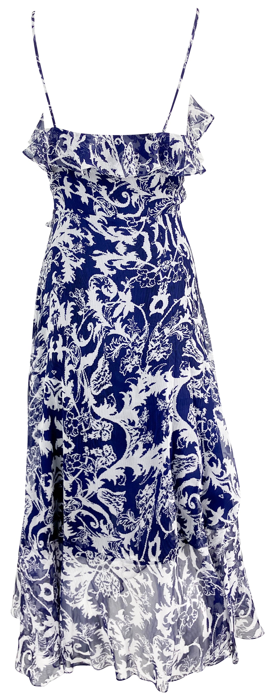 Prabal Gurung Ruffle Wrap Dress in Indigo/White - Discounts on Prabal Gurung at UAL