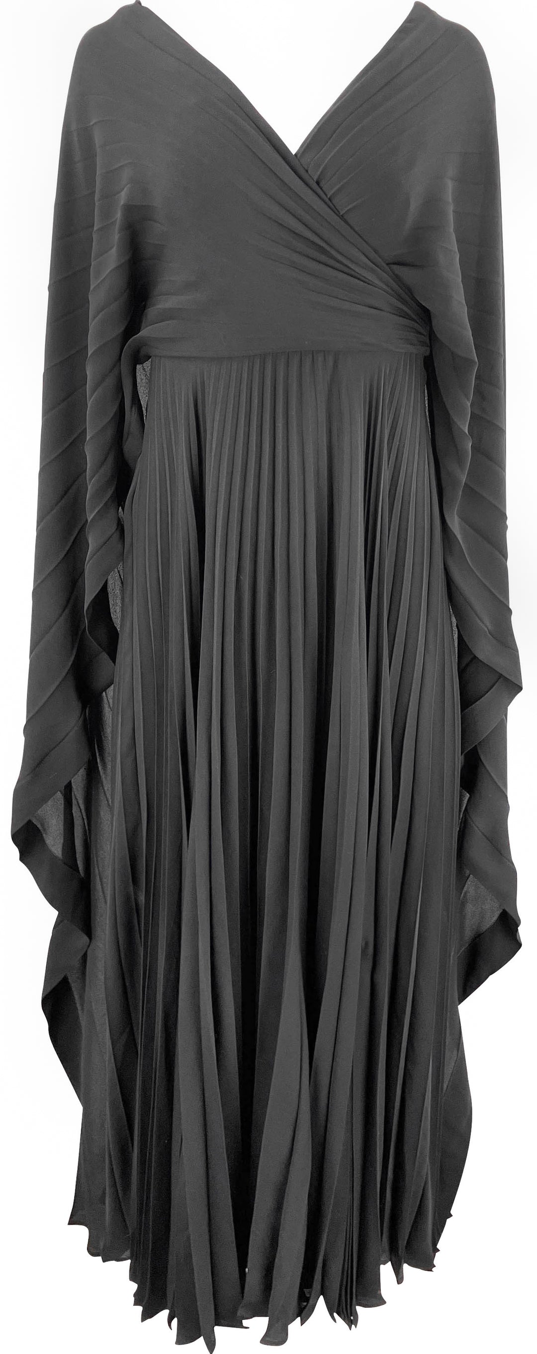 Valentino Pleated Silk-Georgette Gown in Black - Discounts on Valentino at UAL