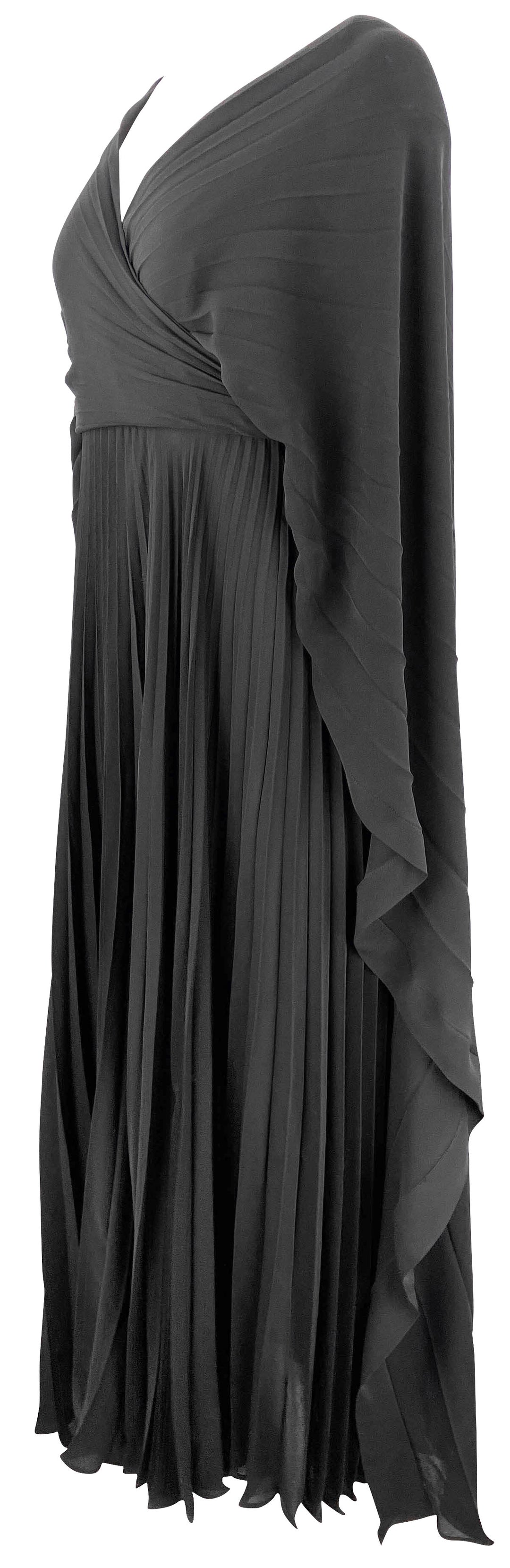 Valentino Pleated Silk-Georgette Gown in Black - Discounts on Valentino at UAL