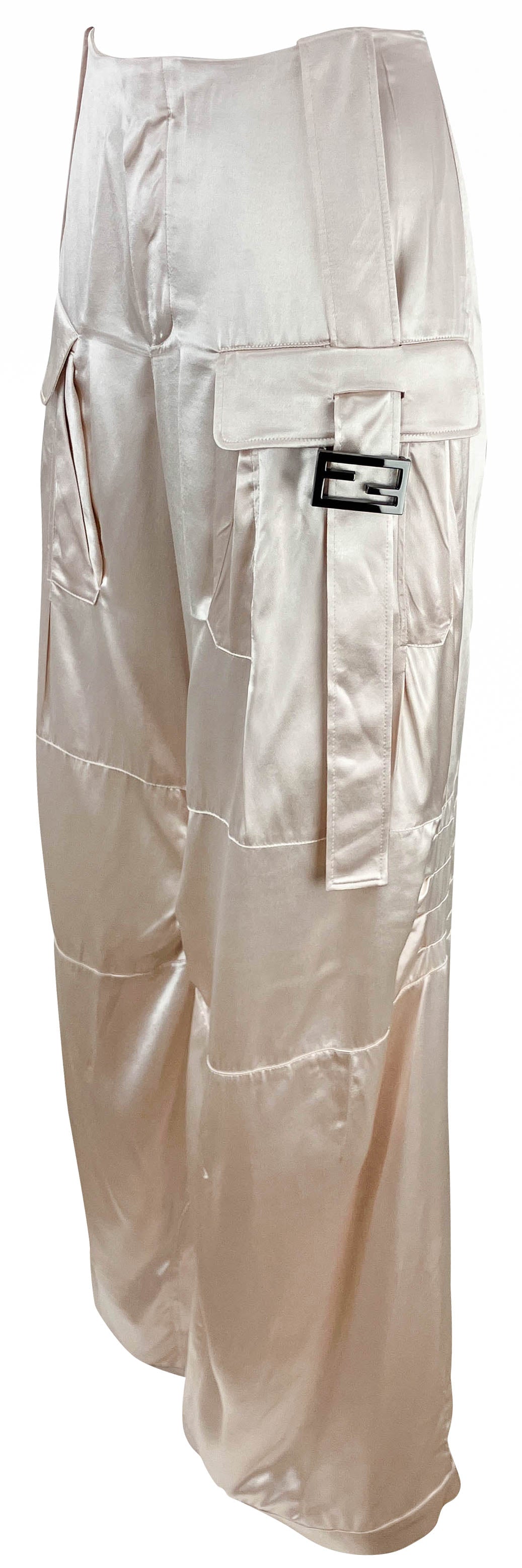 Fendi Shiny Cargo Pants in Blush - Discounts on Fendi at UAL