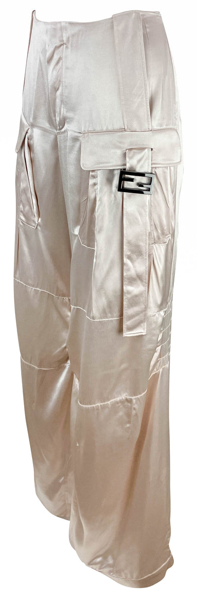 Fendi Shiny Cargo Pants in Blush - Discounts on Fendi at UAL