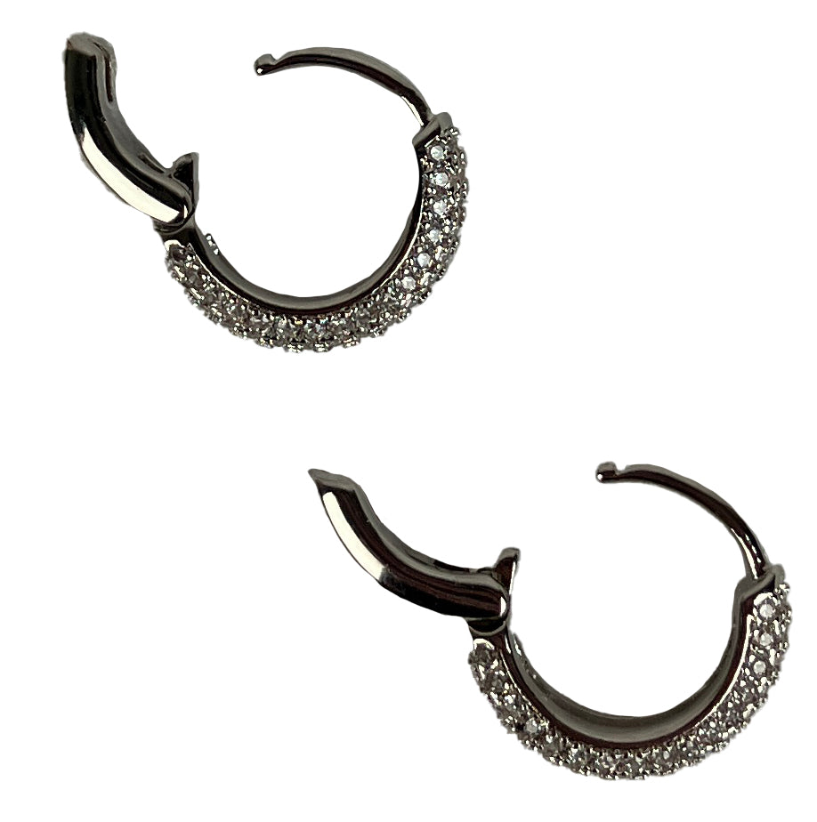 Shashi Pave Huggie Hoops in Silver - Discounts on Shashi at UAL