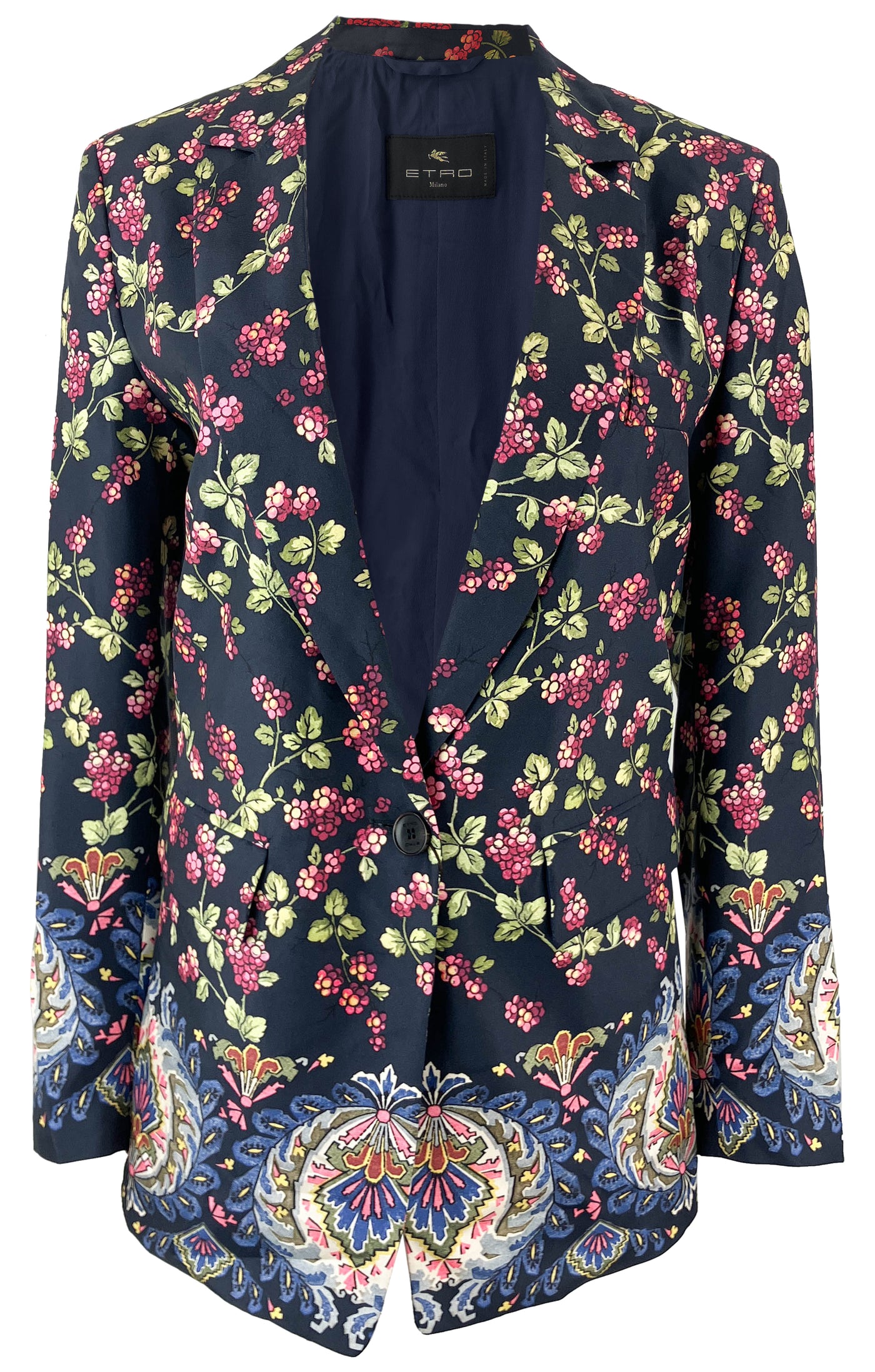 Etro Floral Print Blazer in Navy Multi - Discounts on Etro at UAL