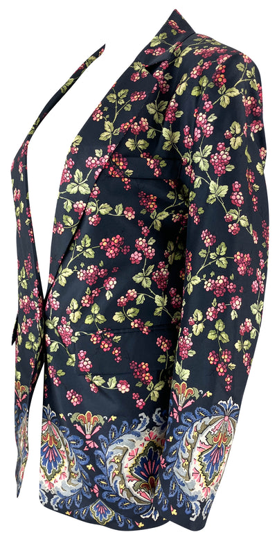 Etro Floral Print Blazer in Navy Multi - Discounts on Etro at UAL