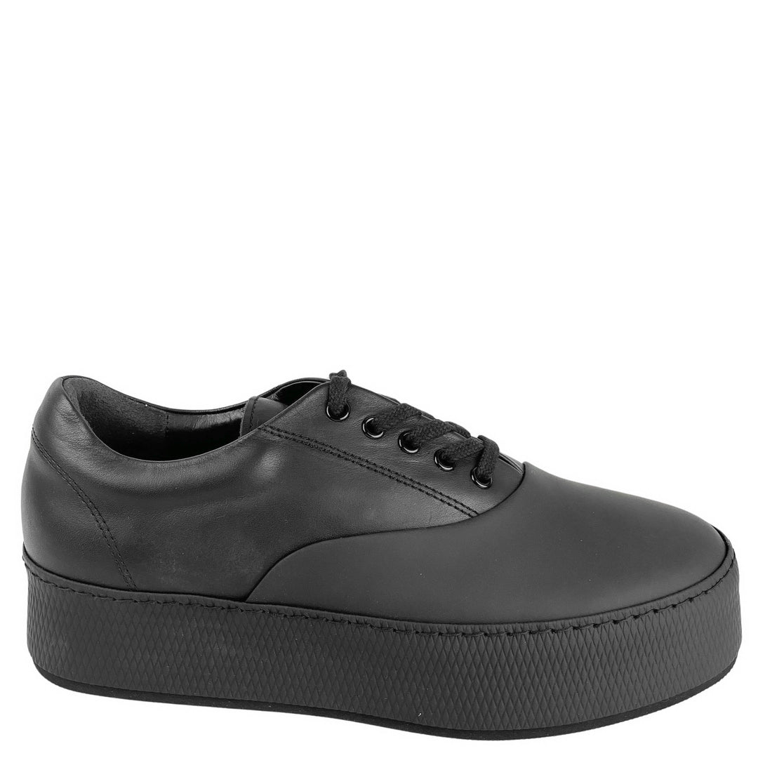 Y's Platform Leather Sneaker in Black - Discounts on Y's at UAL