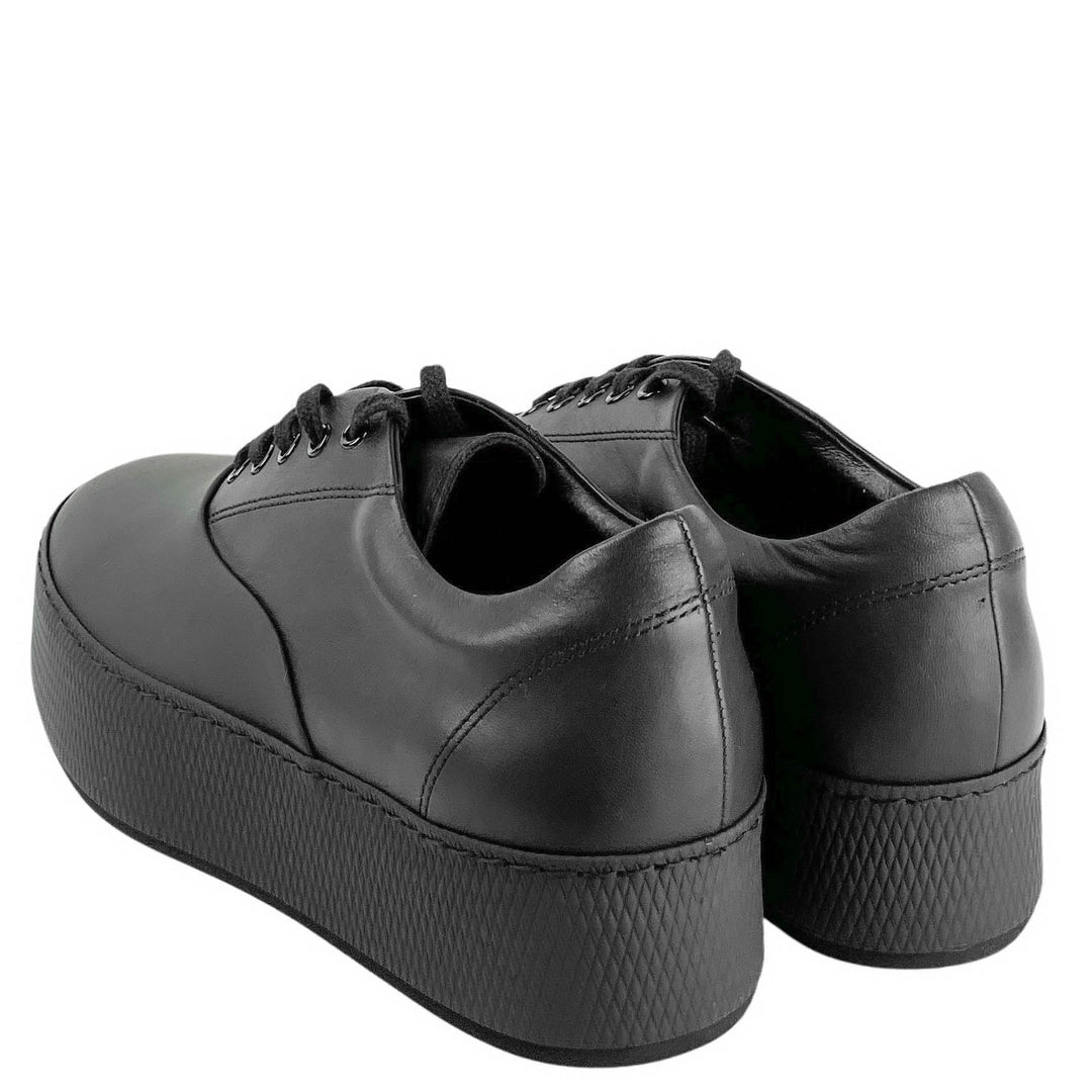 Y's Platform Leather Sneaker in Black - Discounts on Y's at UAL