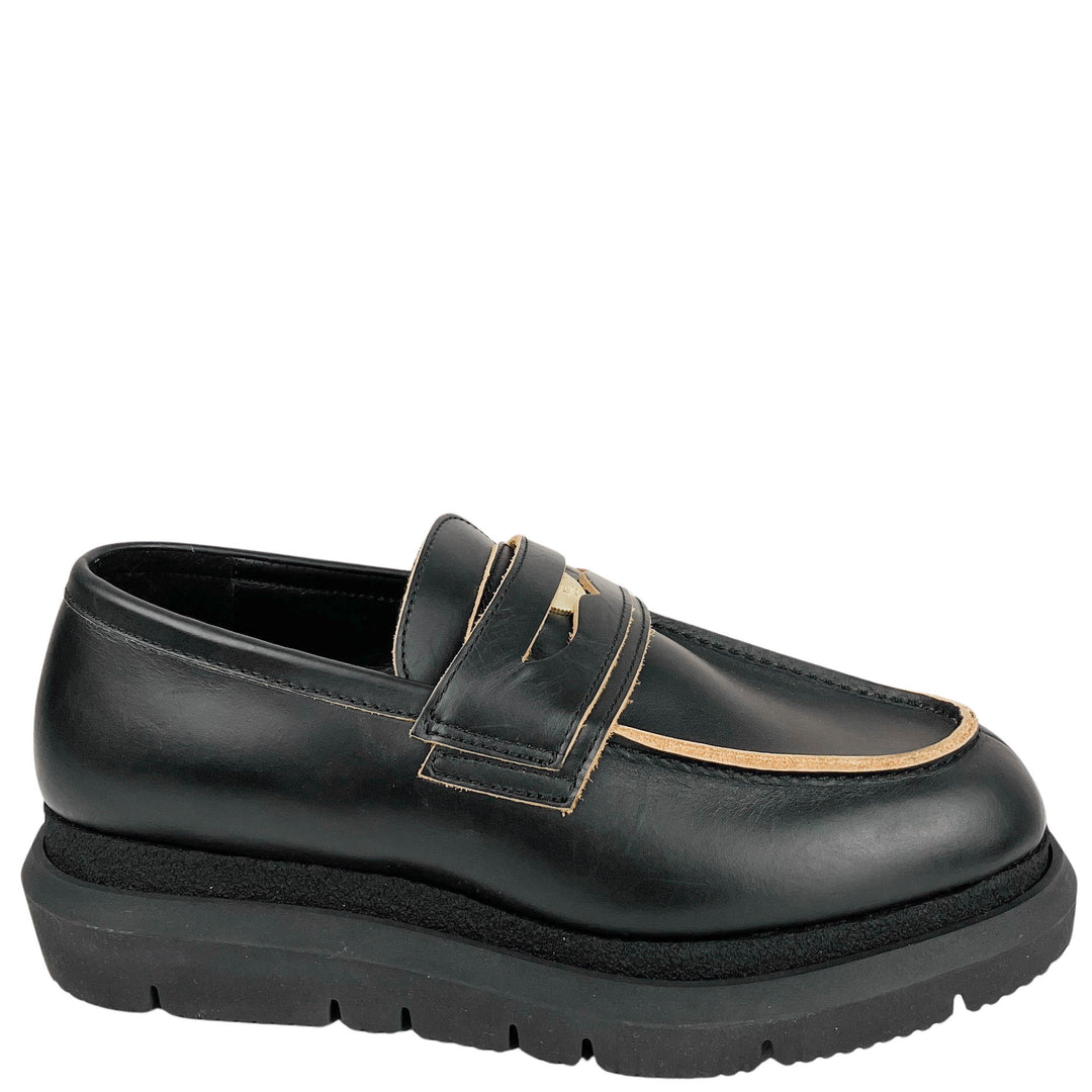 Sacai Cowhide Penny Loafer in Black - Discounts on Sacai at UAL