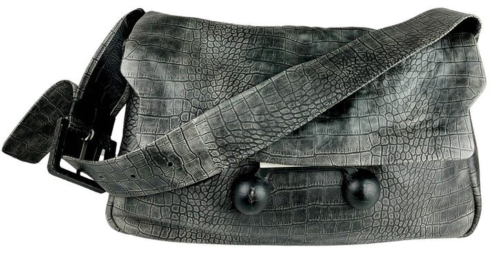 Marni Large Trunkaroo Croc Embossed Bag in Grey - Discounts on Marni at UAL
