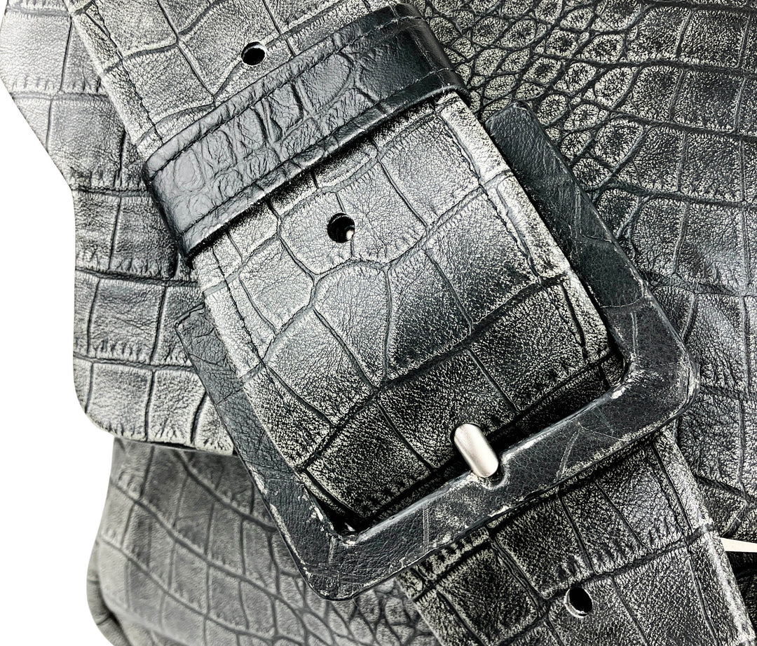 Marni Large Trunkaroo Croc Embossed Bag in Grey - Discounts on Marni at UAL