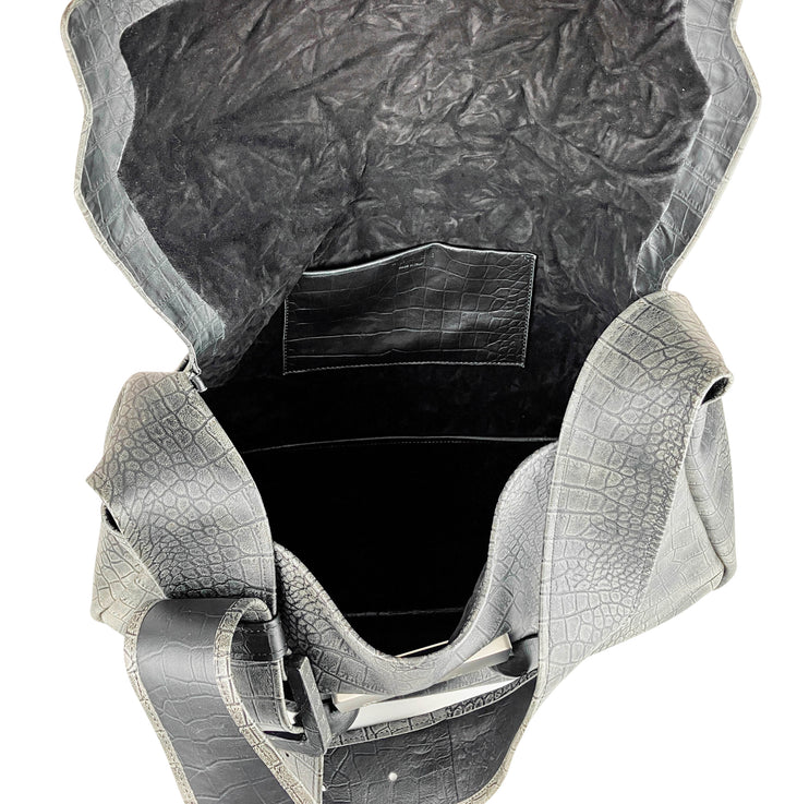 Marni Large Trunkaroo Croc Embossed Bag in Grey - Discounts on Marni at UAL