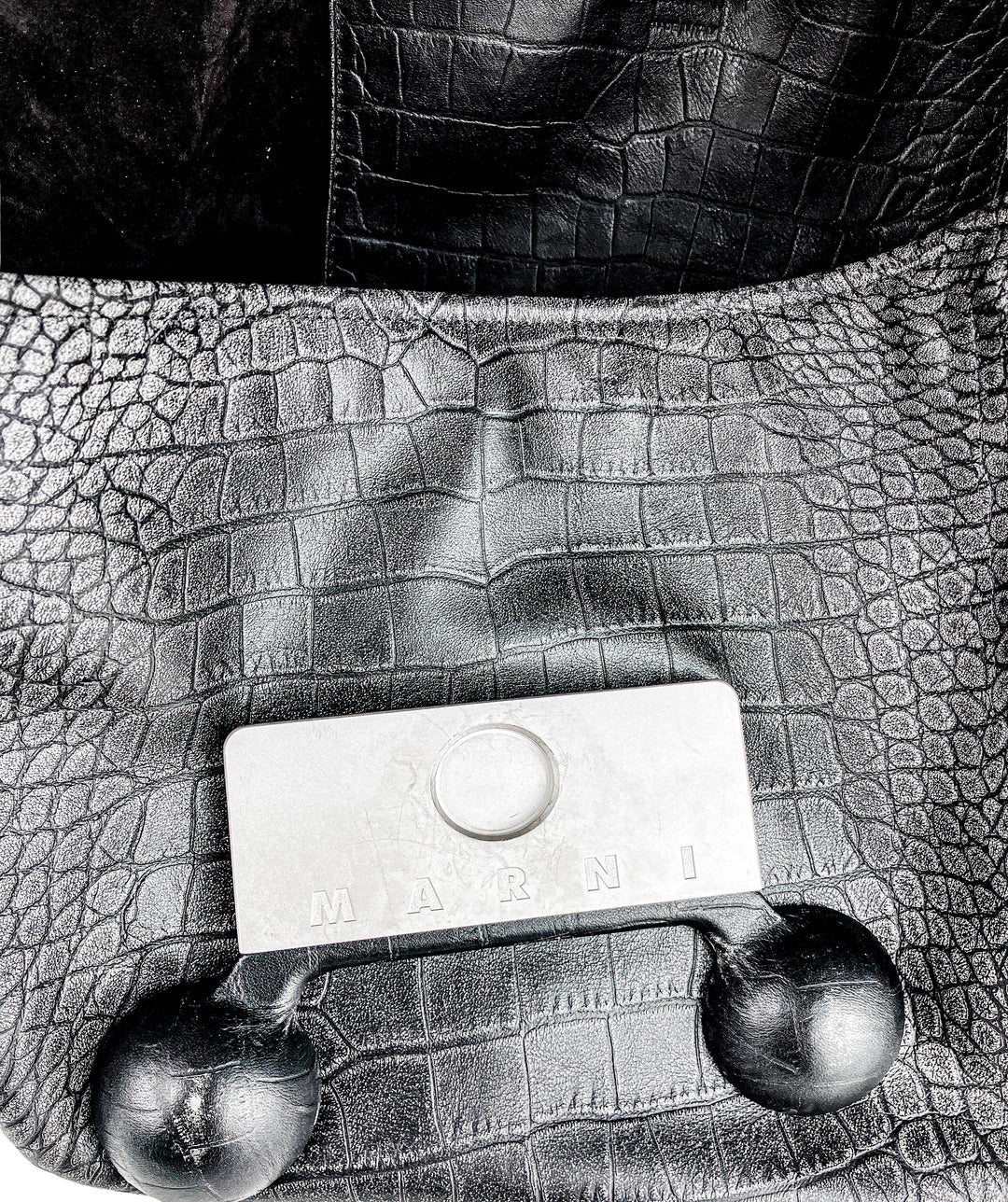 Marni Large Trunkaroo Croc Embossed Bag in Grey - Discounts on Marni at UAL