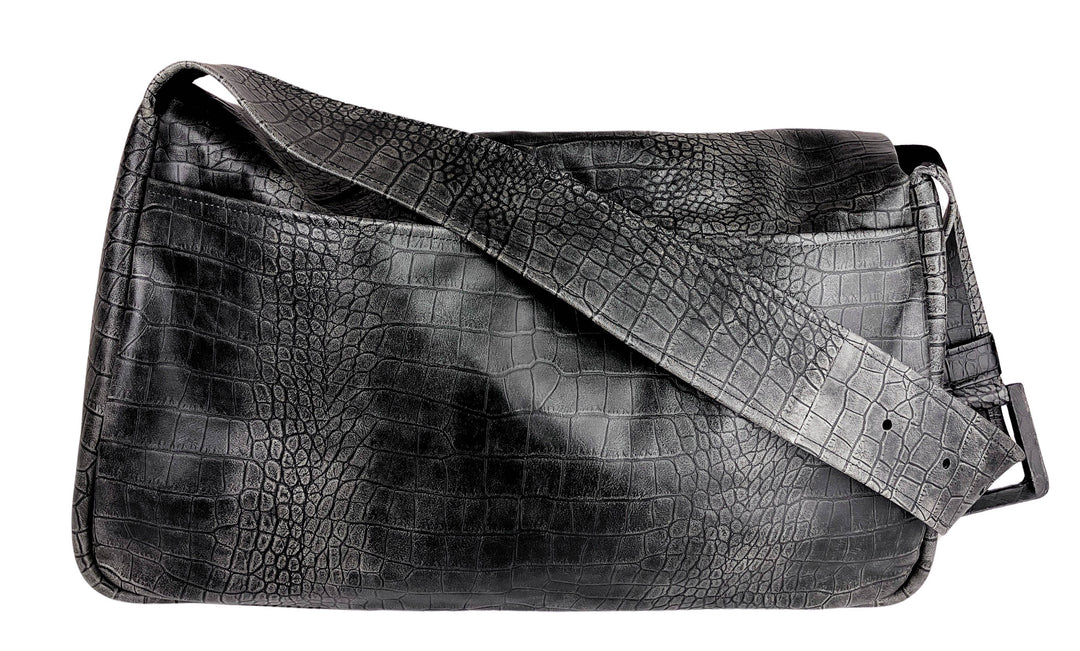 Marni Large Trunkaroo Croc Embossed Bag in Grey - Discounts on Marni at UAL