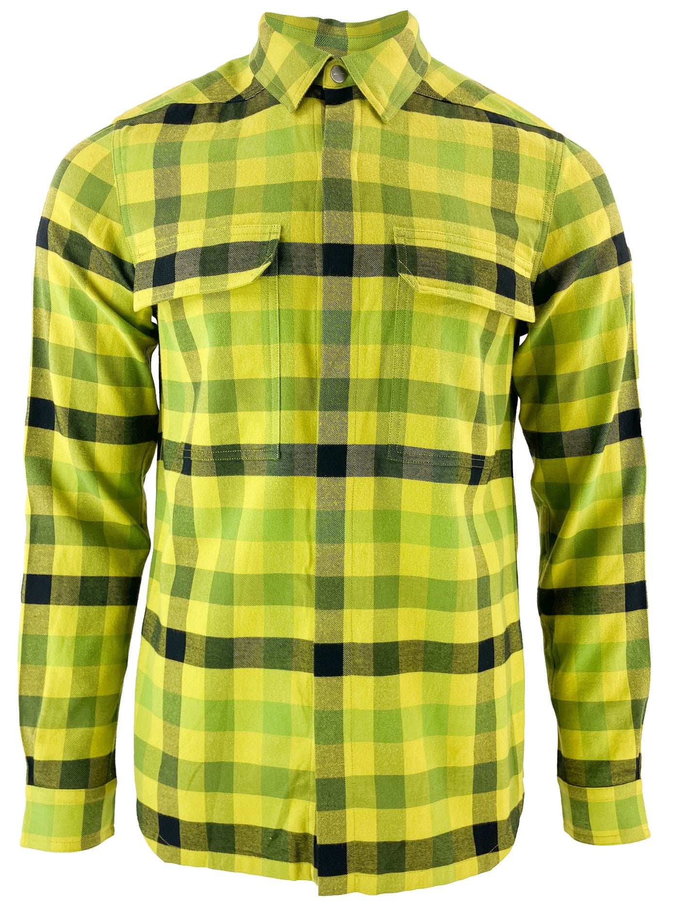 Rick Owens Work Shirt in Green Plaid - Discounts on Rick Owens at UAL