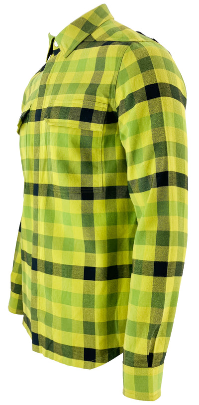 Rick Owens Work Shirt in Green Plaid - Discounts on Rick Owens at UAL