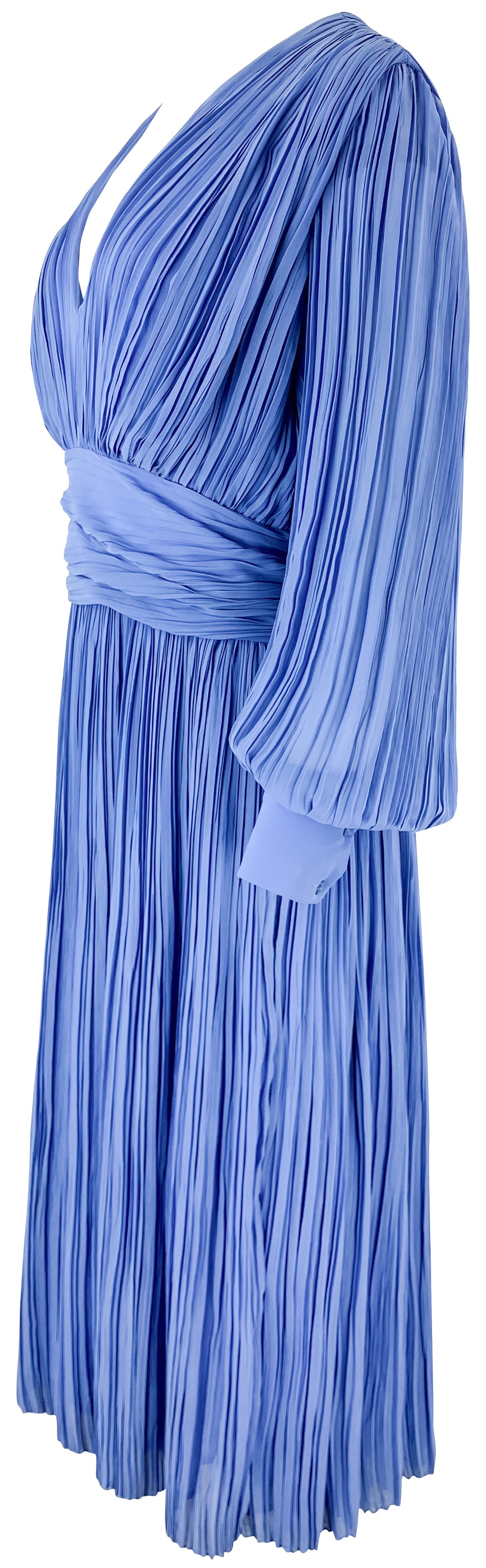 Rochas Plissé-detailed Midi Dress in Blue - Discounts on Rochas at UAL