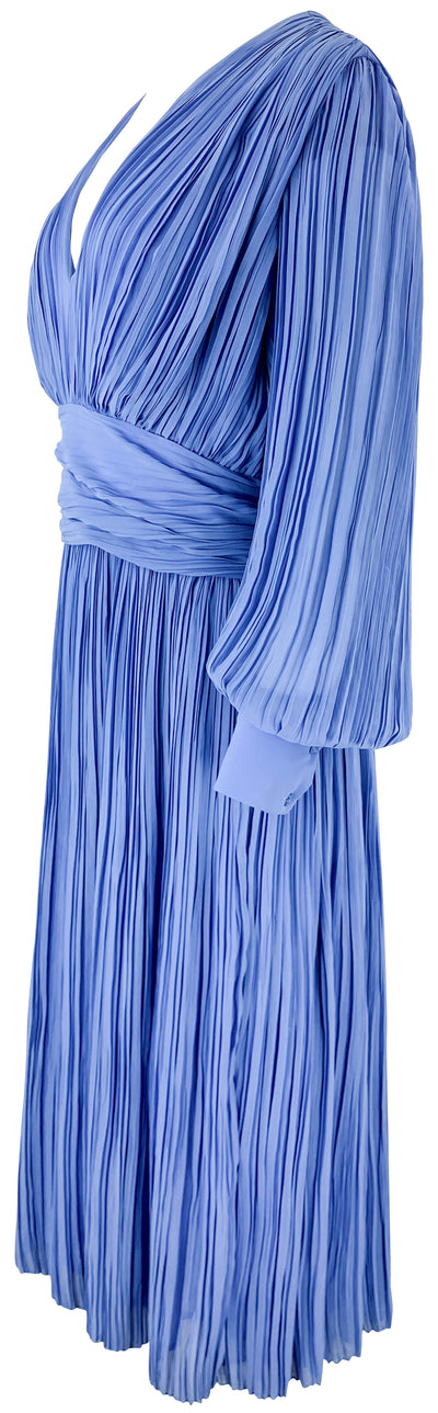 Rochas Plissé-detailed Midi Dress in Blue - Discounts on Rochas at UAL