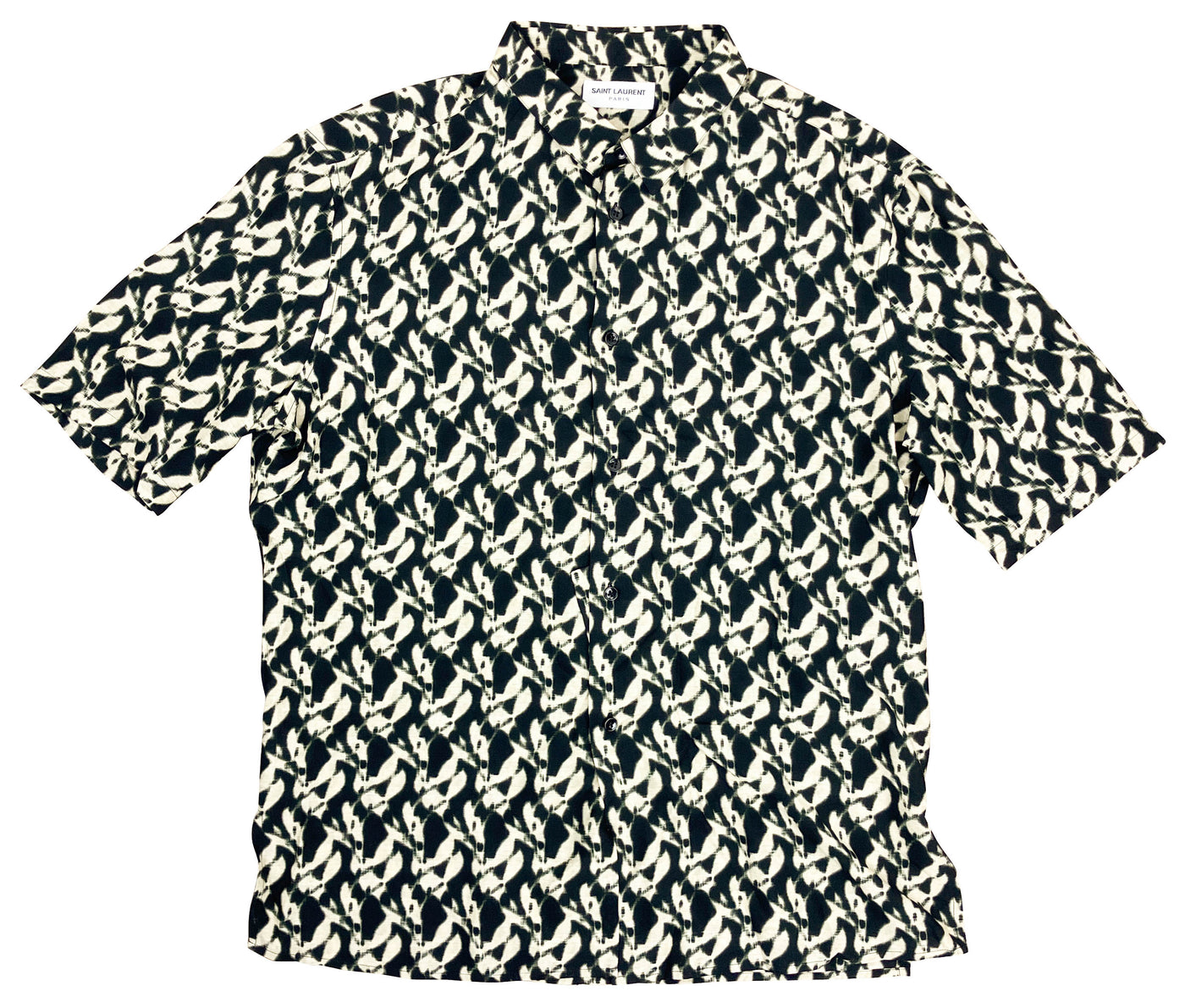 Saint Laurent Abstract Print Button Down Shirt in Black/Cream - Discounts on Saint Laurent at UAL