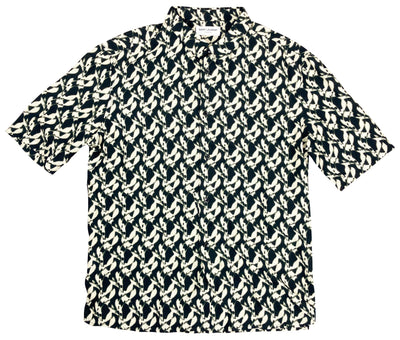 Saint Laurent Abstract Print Button Down Shirt in Black/Cream - Discounts on Saint Laurent at UAL