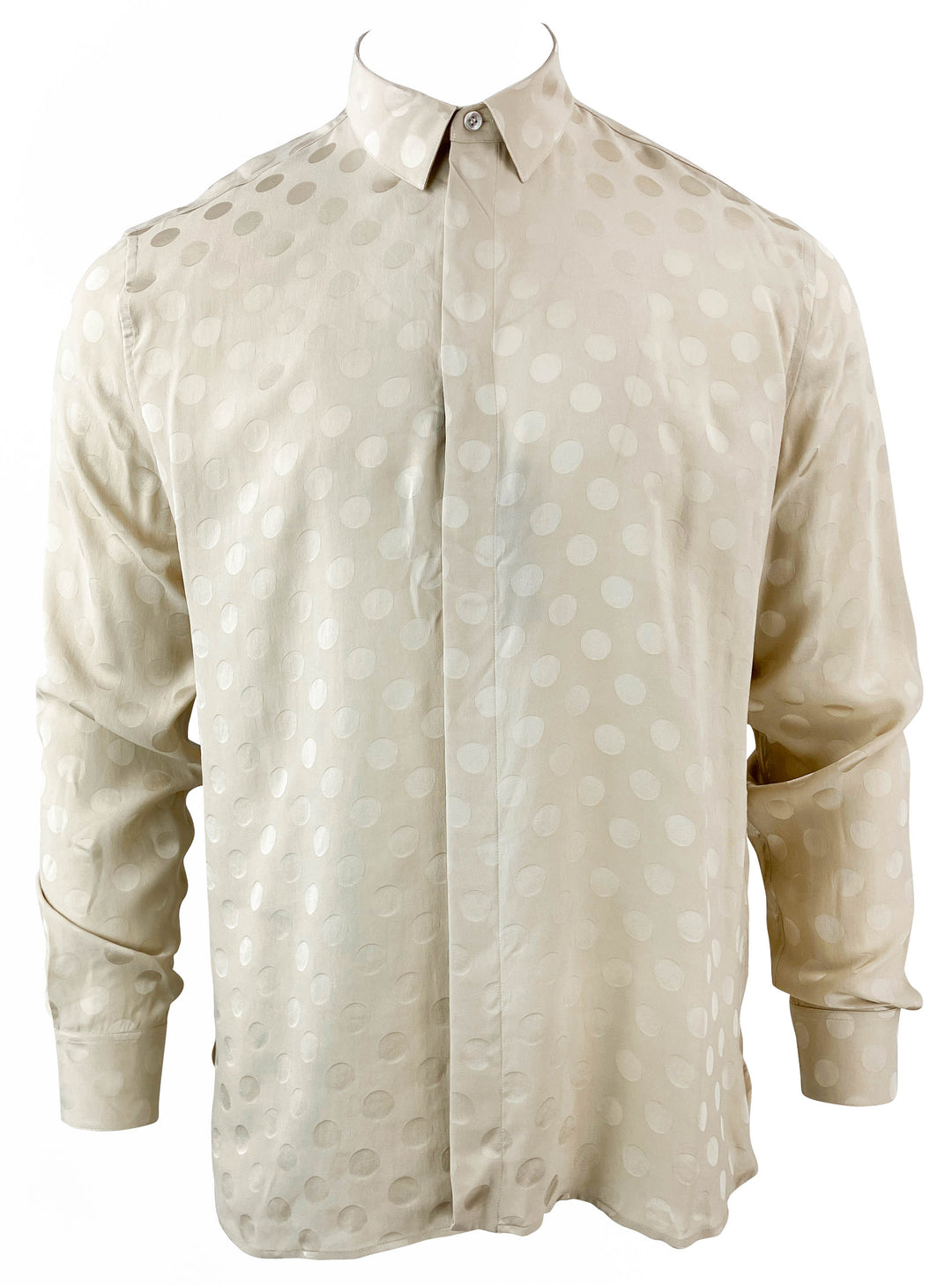 Saint Laurent Polka-Dot Silk Shirt in Beige - Discounts on Saint Laurent at UAL