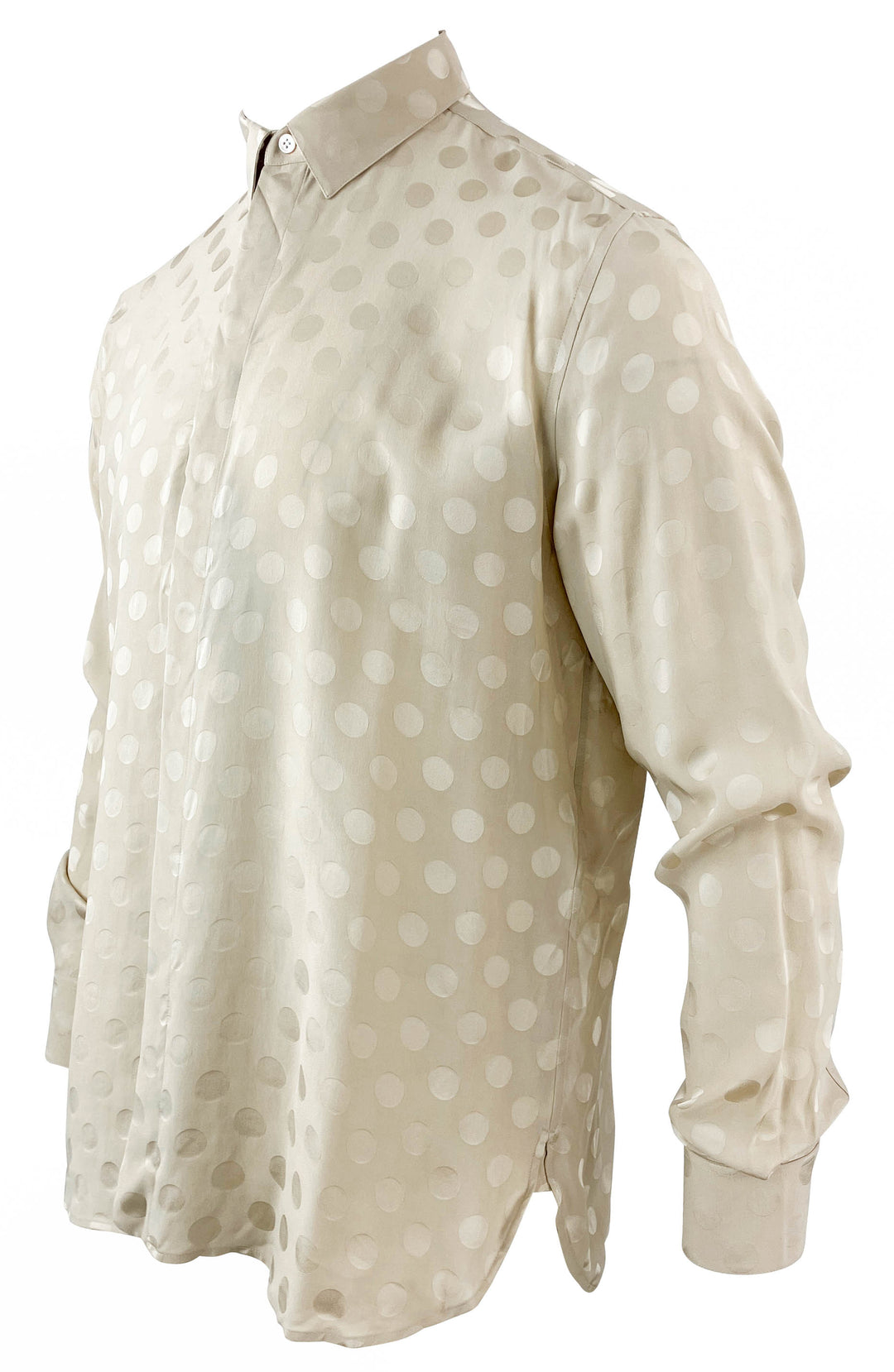 Saint Laurent Polka-Dot Silk Shirt in Beige - Discounts on Saint Laurent at UAL