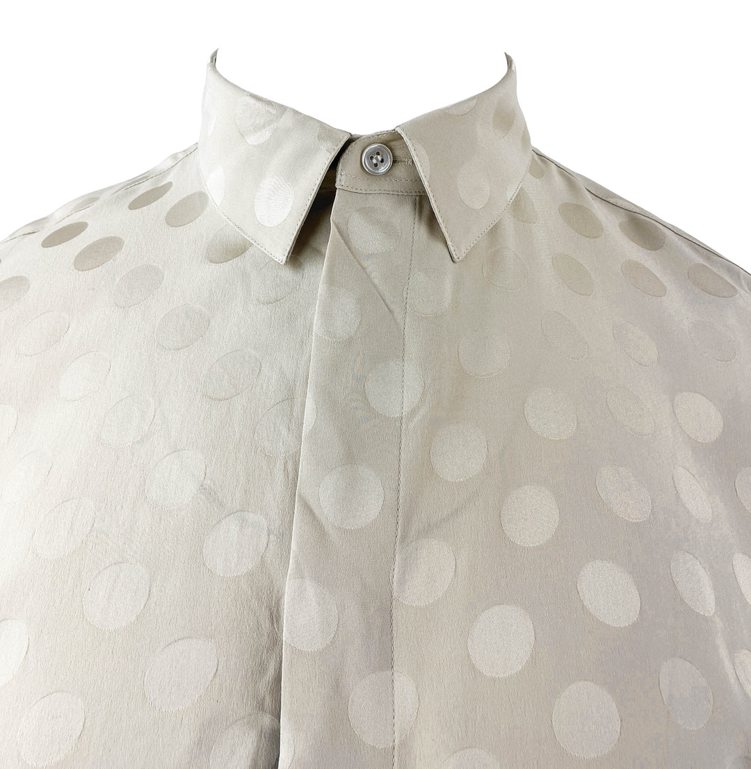 Saint Laurent Polka-Dot Silk Shirt in Beige - Discounts on Saint Laurent at UAL