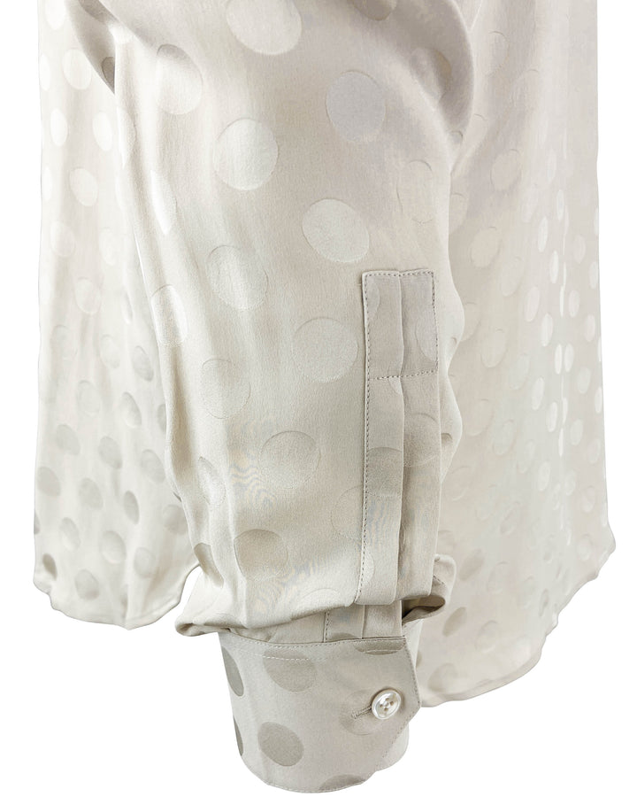 Saint Laurent Polka-Dot Silk Shirt in Beige - Discounts on Saint Laurent at UAL