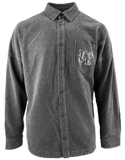 Palm Angels Monogram Flannel Overshirt in Grey - Discounts on Palm Angels at UAL