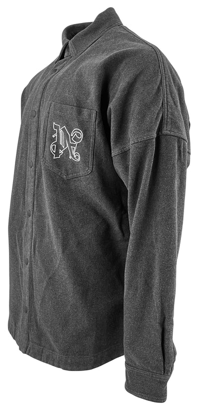 Palm Angels Monogram Flannel Overshirt in Grey - Discounts on Palm Angels at UAL