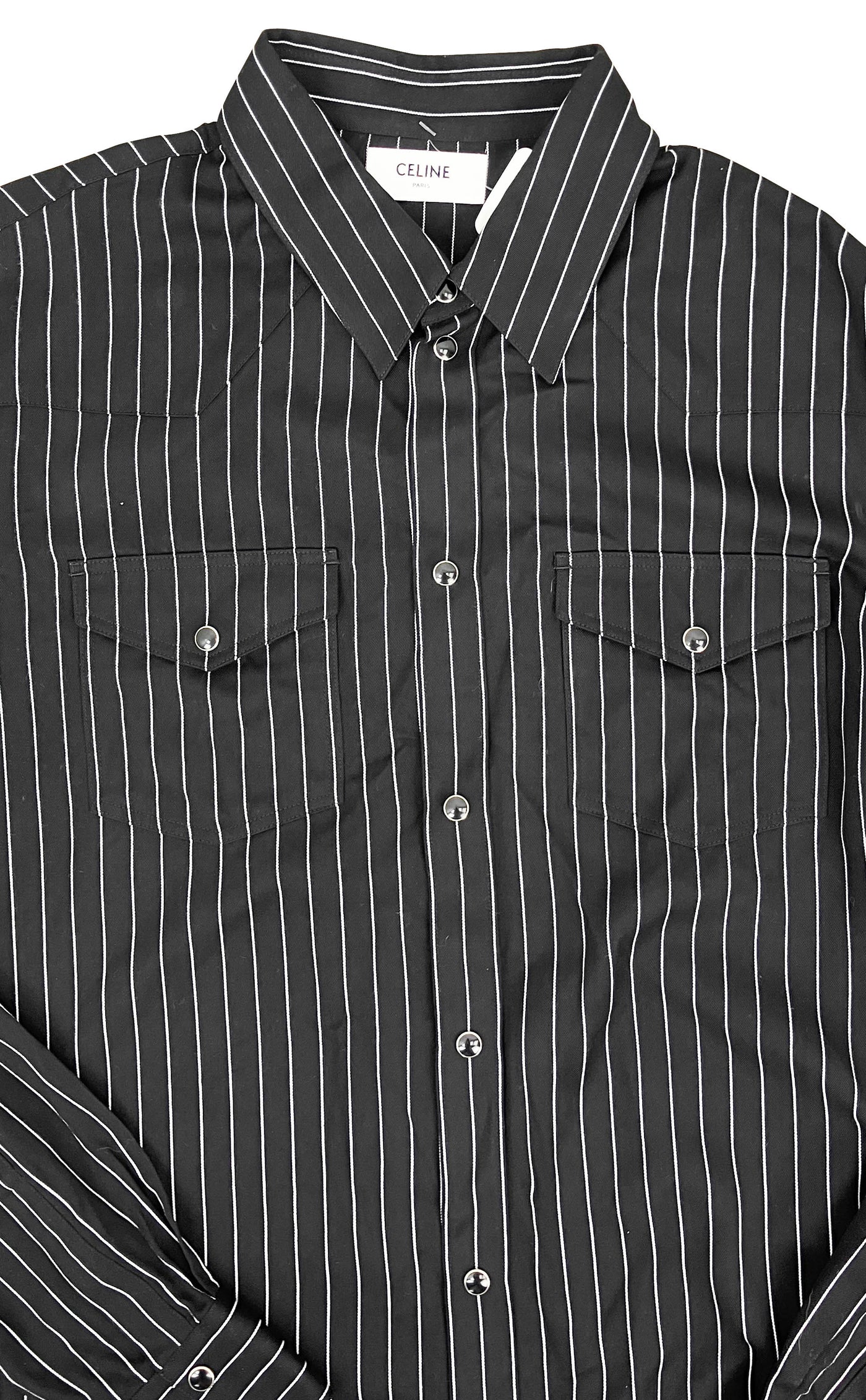 Celine Western Striped Shirt in Black - Discounts on Celine at UAL