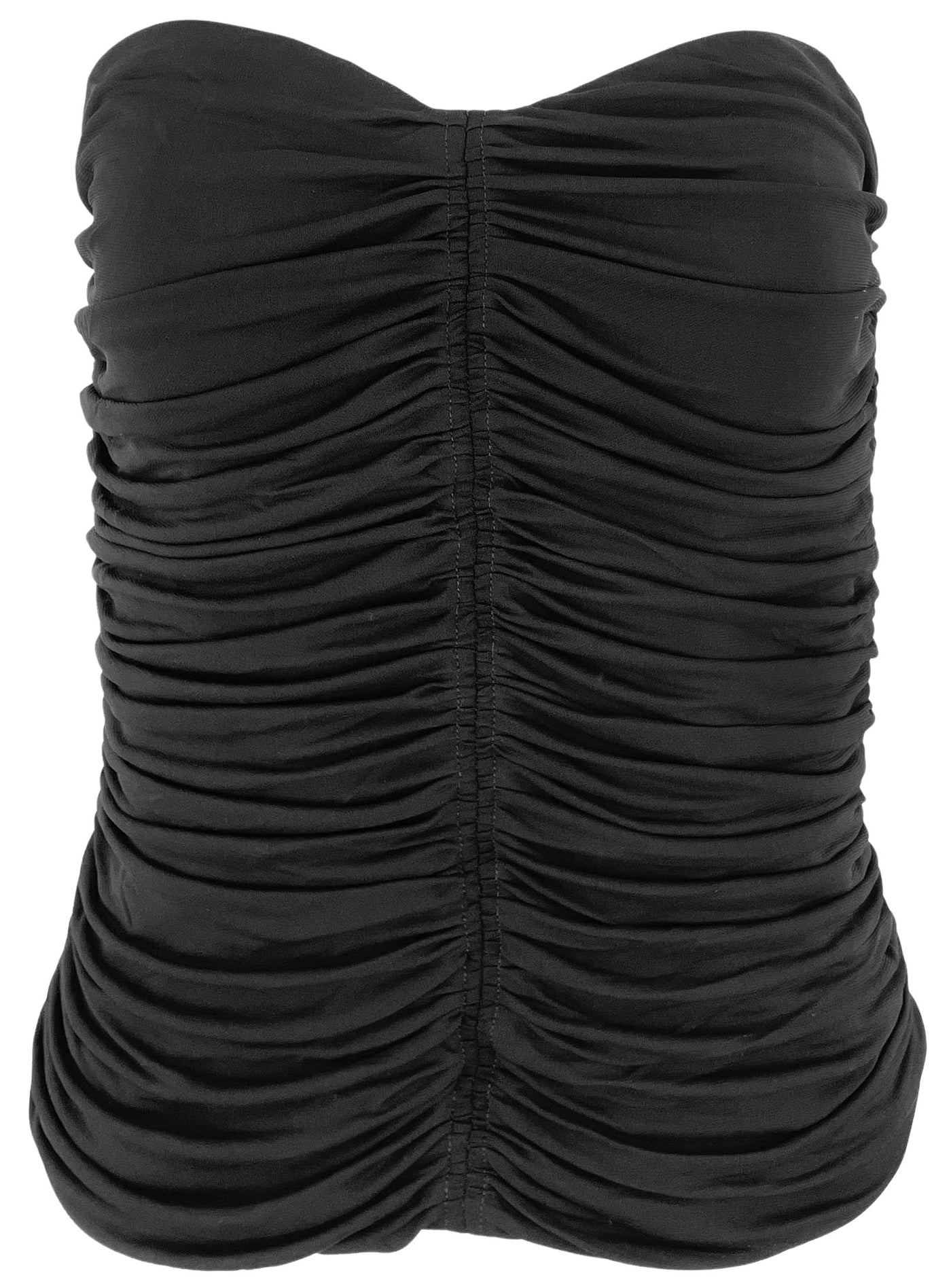 Saint Laurent Ruched Tube Top in Black - Discounts on Saint Laurent at UAL