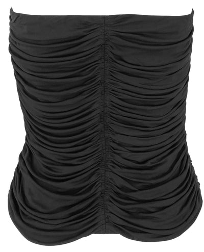 Saint Laurent Ruched Tube Top in Black - Discounts on Saint Laurent at UAL