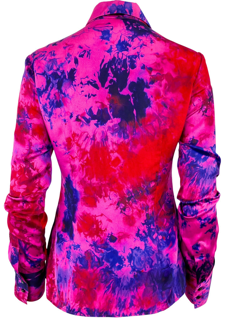 Alejandra Alonso Rojas Fitted Printed Silk Shirt in Fuchsia - Discounts on Alejandra Alonso Rojas at UAL