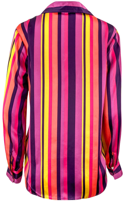 L'AGENCE Hailie Striped Button Down in Pink Multi - Discounts on L'AGENCE at UAL