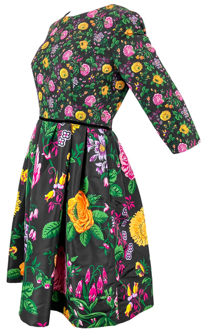 Carolina Herrera Floral Faille A-Line Dress - Discounts on Carolina Herrera at UAL