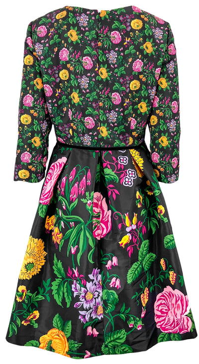 Carolina Herrera Floral Faille A-Line Dress - Discounts on Carolina Herrera at UAL