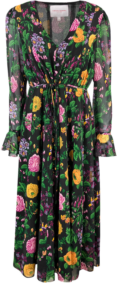 Carolina Herrera Button Front Floral Midi Dress - Discounts on Carolina Herrera at UAL